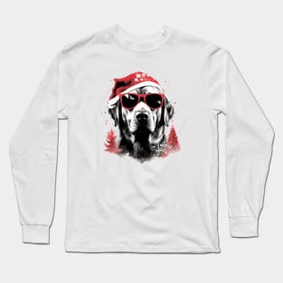 Magical Christmas Labrador in the snow: cute four-legged friend with festive hat Long Sleeve T-Shirt